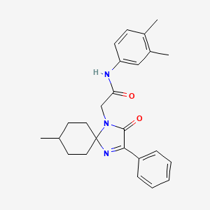 molecular formula C25H29N3O2 B14993858 N-(3,4-Dimethylphenyl)-2-{8-methyl-2-oxo-3-phenyl-1,4-diazaspiro[4.5]dec-3-EN-1-YL}acetamide 