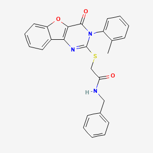 N-Benzyl-2-{[3-(2-methylphenyl)-4-oxo-3,4-dihydro[1]benzofuro[3,2-D]pyrimidin-2-YL]sulfanyl}acetamide