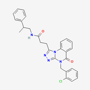 molecular formula C28H26ClN5O2 B14993974 3-{4-[(2-chlorophenyl)methyl]-5-oxo-4H,5H-[1,2,4]triazolo[4,3-a]quinazolin-1-yl}-N-(2-phenylpropyl)propanamide 