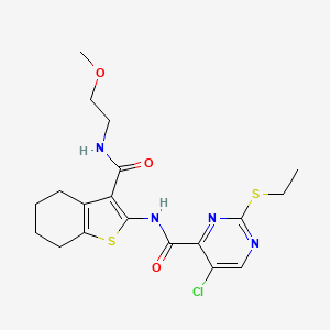 molecular formula C19H23ClN4O3S2 B14993997 5-chloro-2-(ethylsulfanyl)-N-{3-[(2-methoxyethyl)carbamoyl]-4,5,6,7-tetrahydro-1-benzothiophen-2-yl}pyrimidine-4-carboxamide 