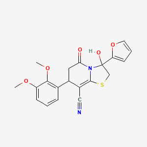 molecular formula C20H18N2O5S B14994006 7-(2,3-dimethoxyphenyl)-3-(furan-2-yl)-3-hydroxy-5-oxo-2,3,6,7-tetrahydro-5H-[1,3]thiazolo[3,2-a]pyridine-8-carbonitrile 