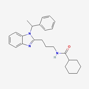 molecular formula C25H31N3O B14994037 N-{3-[1-(1-phenylethyl)-1H-benzimidazol-2-yl]propyl}cyclohexanecarboxamide 