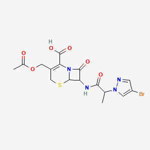 3-[(acetyloxy)methyl]-7-{[2-(4-bromo-1H-pyrazol-1-yl)propanoyl]amino}-8-oxo-5-thia-1-azabicyclo[4.2.0]oct-2-ene-2-carboxylic acid