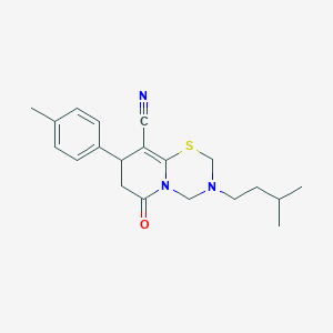 molecular formula C20H25N3OS B14994053 3-(3-methylbutyl)-8-(4-methylphenyl)-6-oxo-3,4,7,8-tetrahydro-2H,6H-pyrido[2,1-b][1,3,5]thiadiazine-9-carbonitrile 