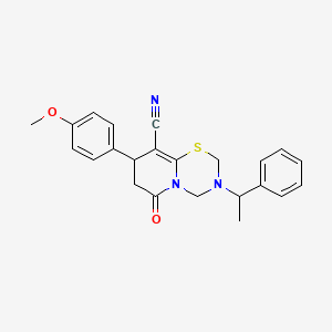 molecular formula C23H23N3O2S B14994061 8-(4-methoxyphenyl)-6-oxo-3-(1-phenylethyl)-3,4,7,8-tetrahydro-2H,6H-pyrido[2,1-b][1,3,5]thiadiazine-9-carbonitrile 