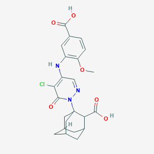 molecular formula C23H24ClN3O6 B14994087 1-{4-[(5-carboxy-2-methoxyphenyl)amino]-5-chloro-6-oxopyridazin-1(6H)-yl}tricyclo[3.3.1.1~3,7~]decane-2-carboxylic acid 