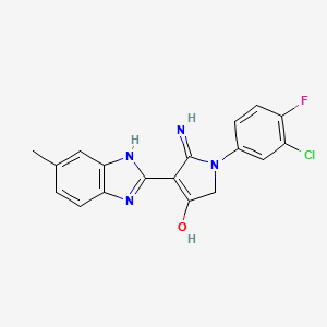 molecular formula C18H14ClFN4O B14994131 5-Amino-1-(3-chloro-4-fluorophenyl)-4-(6-methyl-1H-1,3-benzodiazol-2-YL)-2,3-dihydro-1H-pyrrol-3-one 