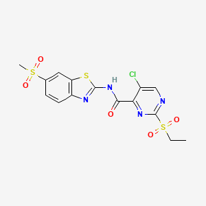 5-chloro-2-(ethylsulfonyl)-N-[6-(methylsulfonyl)-1,3-benzothiazol-2-yl]pyrimidine-4-carboxamide