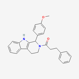 molecular formula C27H26N2O2 B14994171 1-[1-(4-methoxyphenyl)-1,3,4,9-tetrahydro-2H-beta-carbolin-2-yl]-3-phenylpropan-1-one 