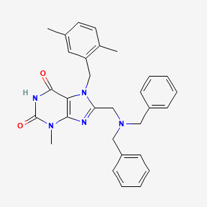 8-((dibenzylamino)methyl)-7-(2,5-dimethylbenzyl)-3-methyl-1H-purine-2,6(3H,7H)-dione