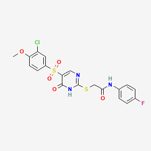 2-((5-((3-chloro-4-methoxyphenyl)sulfonyl)-6-oxo-1,6-dihydropyrimidin-2-yl)thio)-N-(4-fluorophenyl)acetamide