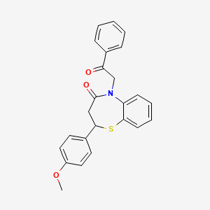 molecular formula C24H21NO3S B14994264 2-(4-methoxyphenyl)-5-(2-oxo-2-phenylethyl)-2,3-dihydrobenzo[b][1,4]thiazepin-4(5H)-one 