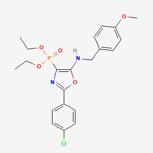 molecular formula C21H24ClN2O5P B14994312 Diethyl {2-(4-chlorophenyl)-5-[(4-methoxybenzyl)amino]-1,3-oxazol-4-yl}phosphonate 