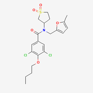 4-butoxy-3,5-dichloro-N-(1,1-dioxidotetrahydrothiophen-3-yl)-N-[(5-methylfuran-2-yl)methyl]benzamide