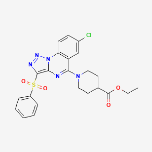 molecular formula C23H22ClN5O4S B14994335 Ethyl 1-[7-chloro-3-(phenylsulfonyl)[1,2,3]triazolo[1,5-a]quinazolin-5-yl]piperidine-4-carboxylate 