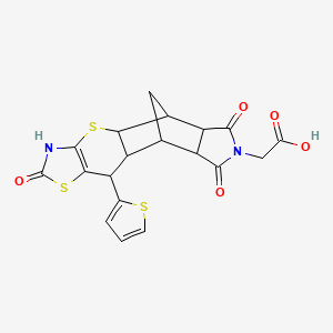 molecular formula C19H16N2O5S3 B14994389 2-(6,13,15-trioxo-9-thiophen-2-yl-3,7-dithia-5,14-diazapentacyclo[9.5.1.02,10.04,8.012,16]heptadec-4(8)-en-14-yl)acetic acid 