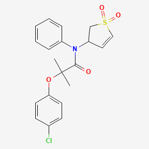 molecular formula C20H20ClNO4S B14994428 2-(4-chlorophenoxy)-N-(1,1-dioxido-2,3-dihydrothiophen-3-yl)-2-methyl-N-phenylpropanamide 