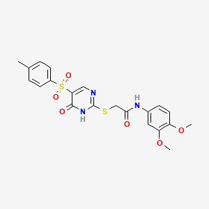 molecular formula C21H21N3O6S2 B14994438 N-(3,4-dimethoxyphenyl)-2-((6-oxo-5-tosyl-1,6-dihydropyrimidin-2-yl)thio)acetamide 