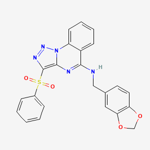 molecular formula C23H17N5O4S B14994526 N-(1,3-benzodioxol-5-ylmethyl)-3-(phenylsulfonyl)[1,2,3]triazolo[1,5-a]quinazolin-5-amine 