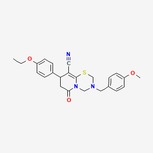 molecular formula C24H25N3O3S B14994542 8-(4-ethoxyphenyl)-3-(4-methoxybenzyl)-6-oxo-3,4,7,8-tetrahydro-2H,6H-pyrido[2,1-b][1,3,5]thiadiazine-9-carbonitrile 