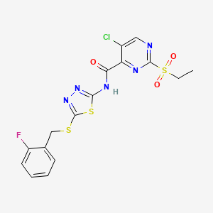 5-chloro-2-(ethylsulfonyl)-N-{5-[(2-fluorobenzyl)sulfanyl]-1,3,4-thiadiazol-2-yl}pyrimidine-4-carboxamide