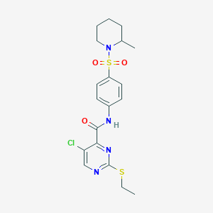 molecular formula C19H23ClN4O3S2 B14994556 5-chloro-2-(ethylsulfanyl)-N-{4-[(2-methylpiperidin-1-yl)sulfonyl]phenyl}pyrimidine-4-carboxamide 