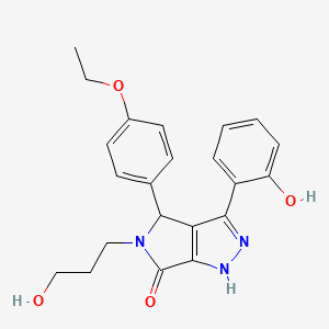 molecular formula C22H23N3O4 B14994563 4-(4-ethoxyphenyl)-3-(2-hydroxyphenyl)-5-(3-hydroxypropyl)-4,5-dihydropyrrolo[3,4-c]pyrazol-6(1H)-one 