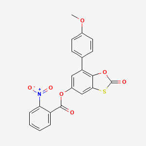 molecular formula C21H13NO7S B14994577 7-(4-Methoxyphenyl)-2-oxo-1,3-benzoxathiol-5-yl 2-nitrobenzoate 