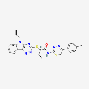 molecular formula C26H25N7OS2 B14994588 N-[5-(4-methylphenyl)-6H-1,3,4-thiadiazin-2-yl]-2-{[5-(prop-2-en-1-yl)-5H-[1,2,4]triazino[5,6-b]indol-3-yl]sulfanyl}butanamide 