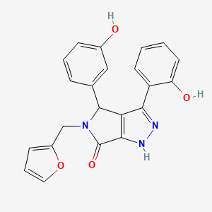 molecular formula C22H17N3O4 B14994688 5-(furan-2-ylmethyl)-3-(2-hydroxyphenyl)-4-(3-hydroxyphenyl)-4,5-dihydropyrrolo[3,4-c]pyrazol-6(2H)-one 