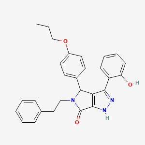 molecular formula C28H27N3O3 B14994721 3-(2-hydroxyphenyl)-5-(2-phenylethyl)-4-(4-propoxyphenyl)-4,5-dihydropyrrolo[3,4-c]pyrazol-6(1H)-one 