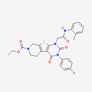 ethyl 4-(4-fluorophenyl)-6-[2-(2-methylanilino)-2-oxoethyl]-3,5-dioxo-8-thia-4,6,11-triazatricyclo[7.4.0.02,7]trideca-1(9),2(7)-diene-11-carboxylate