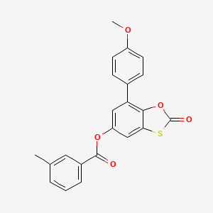 molecular formula C22H16O5S B14994739 7-(4-Methoxyphenyl)-2-oxo-1,3-benzoxathiol-5-yl 3-methylbenzoate 