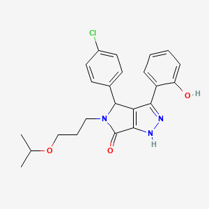 molecular formula C23H24ClN3O3 B14994807 4-(4-chlorophenyl)-3-(2-hydroxyphenyl)-5-[3-(propan-2-yloxy)propyl]-4,5-dihydropyrrolo[3,4-c]pyrazol-6(1H)-one 