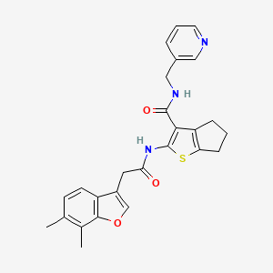 molecular formula C26H25N3O3S B14994810 2-{[(6,7-dimethyl-1-benzofuran-3-yl)acetyl]amino}-N-(pyridin-3-ylmethyl)-5,6-dihydro-4H-cyclopenta[b]thiophene-3-carboxamide 