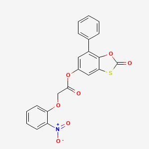 molecular formula C21H13NO7S B14994835 2-Oxo-7-phenyl-1,3-benzoxathiol-5-yl (2-nitrophenoxy)acetate 