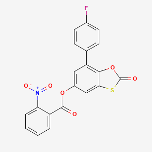 molecular formula C20H10FNO6S B14994863 7-(4-Fluorophenyl)-2-oxo-1,3-benzoxathiol-5-yl 2-nitrobenzoate 