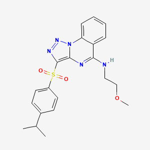 molecular formula C21H23N5O3S B14994896 N-(2-methoxyethyl)-3-{[4-(propan-2-yl)phenyl]sulfonyl}[1,2,3]triazolo[1,5-a]quinazolin-5-amine 