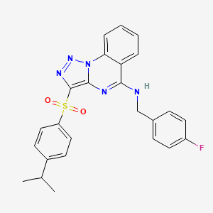 molecular formula C25H22FN5O2S B14994901 N-(4-fluorobenzyl)-3-{[4-(propan-2-yl)phenyl]sulfonyl}[1,2,3]triazolo[1,5-a]quinazolin-5-amine 