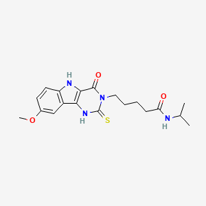 molecular formula C19H24N4O3S B14994919 5-(8-methoxy-4-oxo-2-thioxo-1,2,4,5-tetrahydro-3H-pyrimido[5,4-b]indol-3-yl)-N-(propan-2-yl)pentanamide 