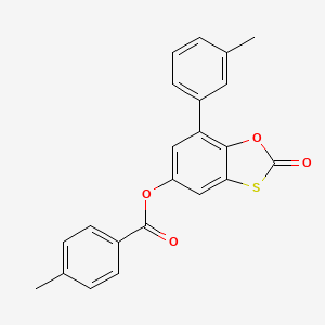 molecular formula C22H16O4S B14994952 7-(3-Methylphenyl)-2-oxo-1,3-benzoxathiol-5-yl 4-methylbenzoate 