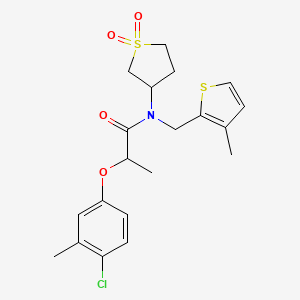 molecular formula C20H24ClNO4S2 B14994967 2-(4-chloro-3-methylphenoxy)-N-(1,1-dioxidotetrahydrothiophen-3-yl)-N-[(3-methylthiophen-2-yl)methyl]propanamide 