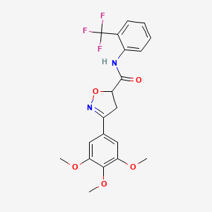 molecular formula C20H19F3N2O5 B14994971 N-[2-(trifluoromethyl)phenyl]-3-(3,4,5-trimethoxyphenyl)-4,5-dihydro-1,2-oxazole-5-carboxamide 