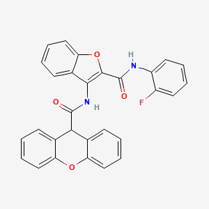 molecular formula C29H19FN2O4 B14994987 N-(2-((2-fluorophenyl)carbamoyl)benzofuran-3-yl)-9H-xanthene-9-carboxamide 