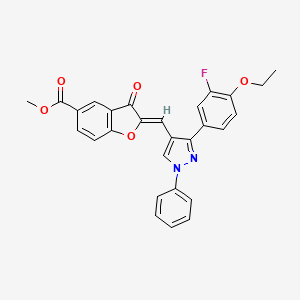 methyl (2Z)-2-{[3-(4-ethoxy-3-fluorophenyl)-1-phenyl-1H-pyrazol-4-yl]methylidene}-3-oxo-2,3-dihydro-1-benzofuran-5-carboxylate