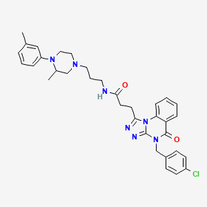 molecular formula C34H38ClN7O2 B14995011 3-[4-(4-chlorobenzyl)-5-oxo-4,5-dihydro[1,2,4]triazolo[4,3-a]quinazolin-1-yl]-N-{3-[3-methyl-4-(3-methylphenyl)piperazin-1-yl]propyl}propanamide 