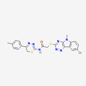 molecular formula C22H18BrN7OS2 B14995021 2-({8-Bromo-5-methyl-5H-[1,2,4]triazino[5,6-B]indol-3-YL}sulfanyl)-N-[5-(4-methylphenyl)-6H-1,3,4-thiadiazin-2-YL]acetamide 