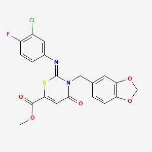 methyl (2Z)-3-(1,3-benzodioxol-5-ylmethyl)-2-[(3-chloro-4-fluorophenyl)imino]-4-oxo-3,4-dihydro-2H-1,3-thiazine-6-carboxylate