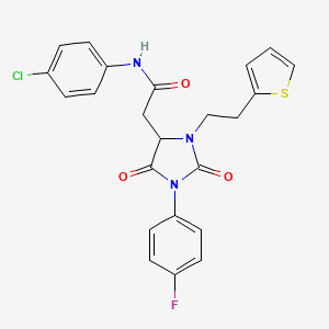 molecular formula C23H19ClFN3O3S B14995069 N-(4-chlorophenyl)-2-{1-(4-fluorophenyl)-2,5-dioxo-3-[2-(thiophen-2-yl)ethyl]imidazolidin-4-yl}acetamide 