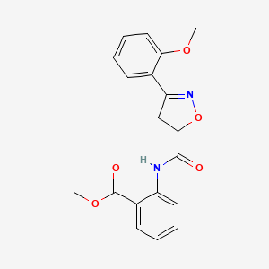 molecular formula C19H18N2O5 B14995085 Methyl 2-({[3-(2-methoxyphenyl)-4,5-dihydro-1,2-oxazol-5-yl]carbonyl}amino)benzoate 